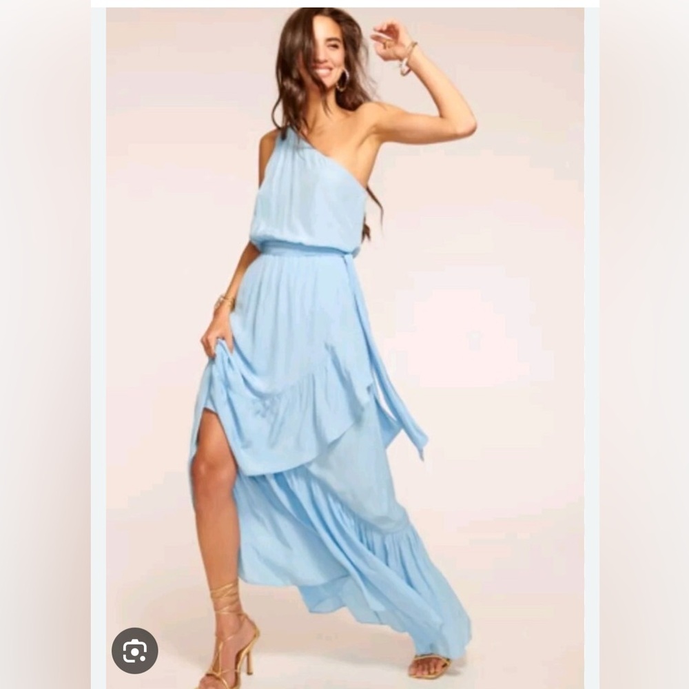 Ramy Brooke Nicola one shoulder dress misty blue xs